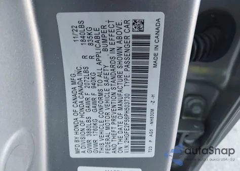 2023 Honda Civic Sport from USA, damaged, VIN 2HGFE2F56PH503730